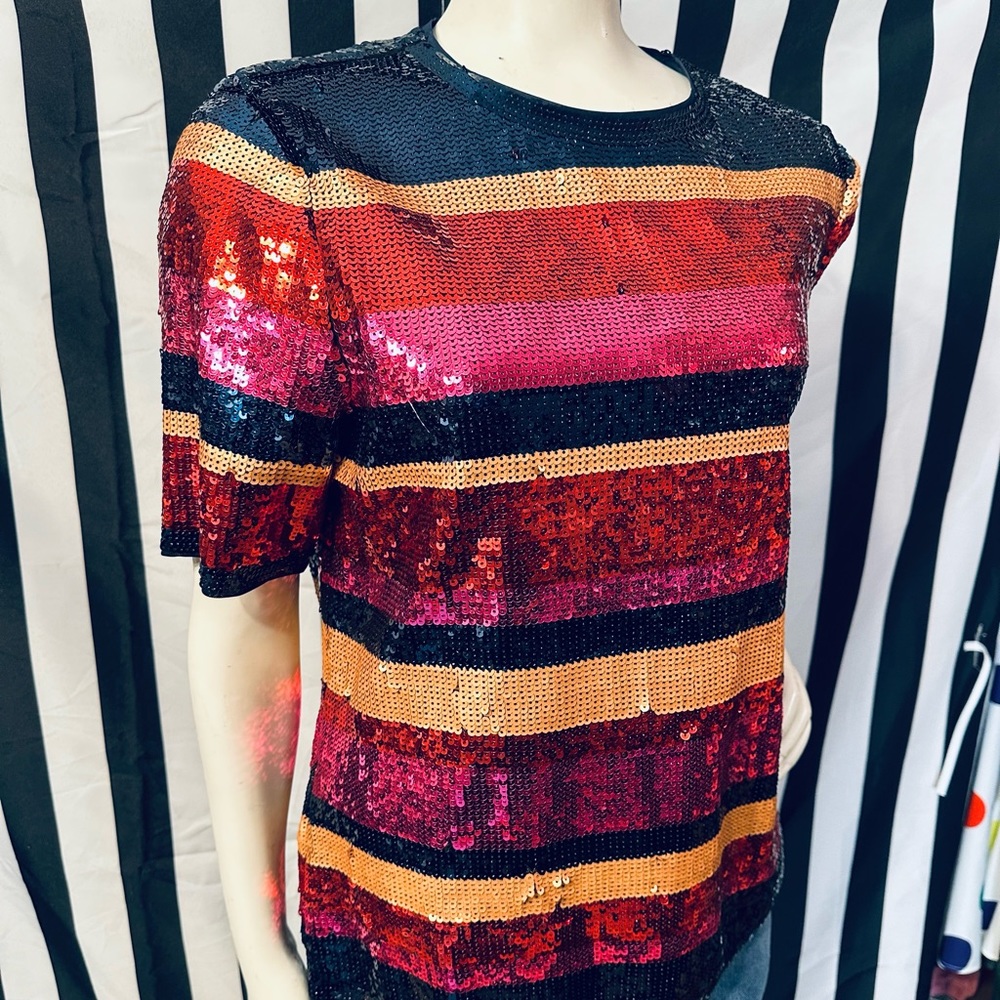 Trina Turk Women's Multicolor Sequin Top - Picture 2 of 7